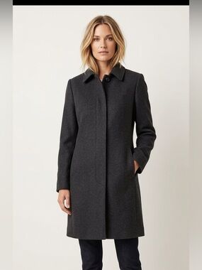 Harve Benard Women’s Classic Dark Gray Wool Coat Lined Size 8 Petite Tall